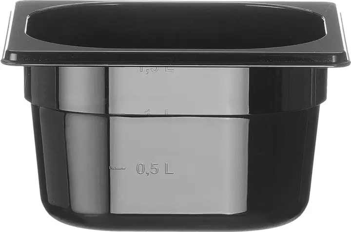 Bac polycarbonate GN 1/6 - 100mm, 1,6L, Noir, 