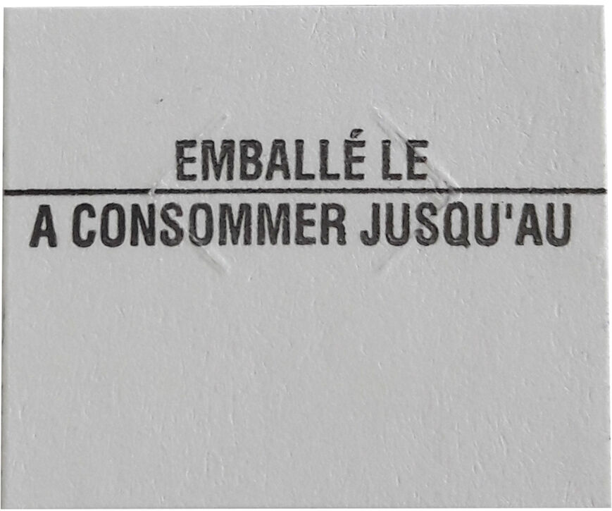 CARTON DE 8 ROULEAUX DE 1750 ETIQUETTES 1 LIGNE DATE EMBALLÉ/DLC