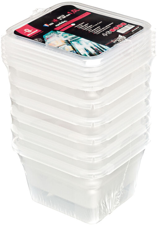 6 BOITES RIGIDES 1/6- avec couvercle - 1,5L