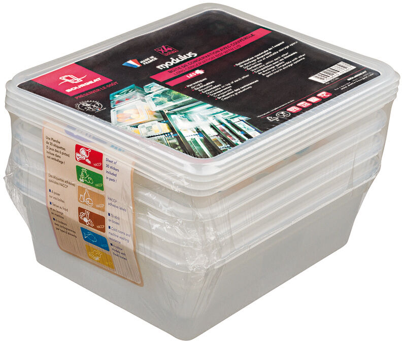 4 BOITES RIGIDES 1/2- avec couvercle - 7,5L