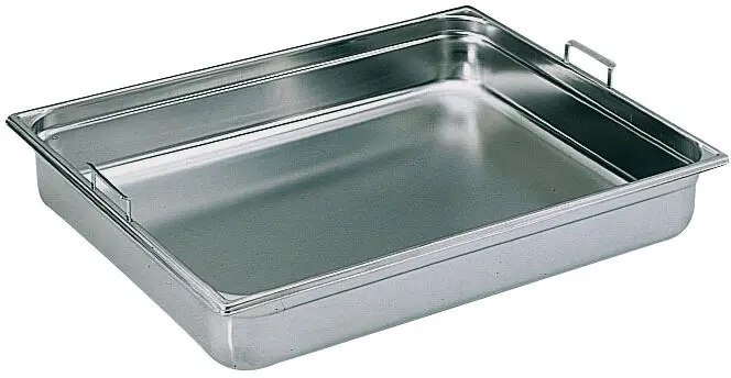BAC GASTRONORME PLEIN INOX AVEC ANSES GN 2/1 - Hauteur 20 cm