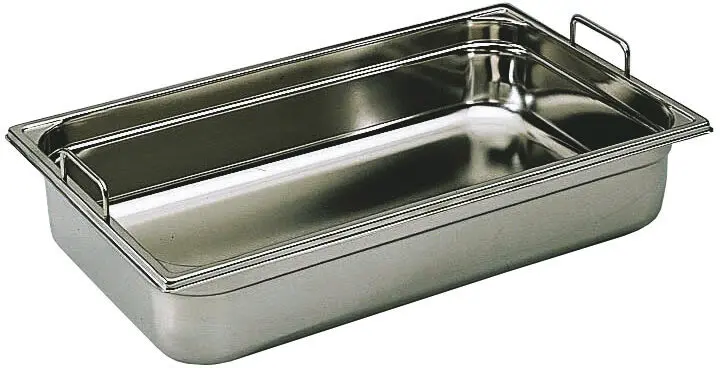 BAC GASTRONORME PLEIN INOX - AVEC ANSES ESCAMOTABLES GN 1/1 - Hauteur 5.5 cm
