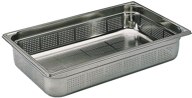 BAC GASTRONORME PERFORÉ INOX - SANS ANSE - GN 1/1 - Hauteur 15 cm
