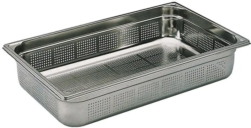 BAC GASTRONORME PERFORÉ INOX - SANS ANSE - GN 1/1 - Hauteur 20 cm
