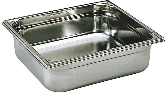 Bac gastronorme plein inox - sans anse - GN 2/3 profondeur 4 cm