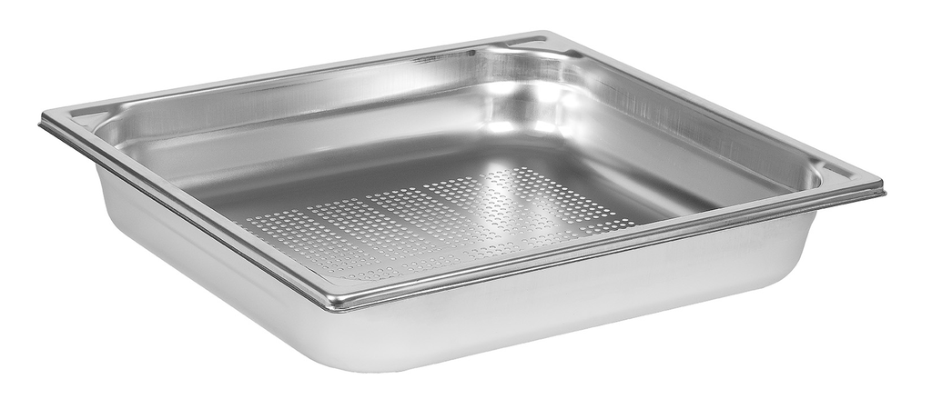 BAC GASTRONORME PERFORÉ INOX SANS ANSE GN 2/3 - Hauteur 6.5 cm