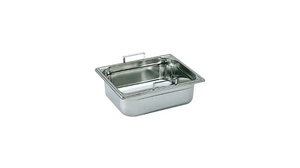 Bac gastronorme plein inox - avec anses escamotables - GN 1/2 profondeur 15 cm