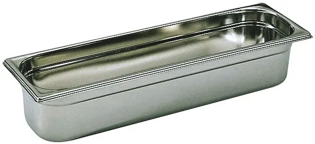 BAC GASTRONORME PLEIN INOX GN 2/4 - Hauteur 15 cm