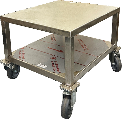 CHARIOT MOBILE SUR MESURE EN INOX POUR MACHINE SOUS VIDE
