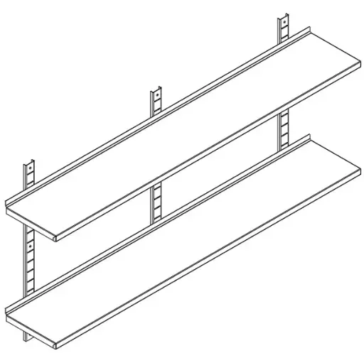[ETCR2040-2] Etagère crémaillère 2000*400mm 2 niveaux
