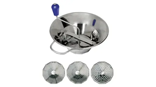 [215503] MOULINS à LÉGUMES N°3 INOX AVEC 3 GRILLES 1.5, 2.5 ET 4 MM