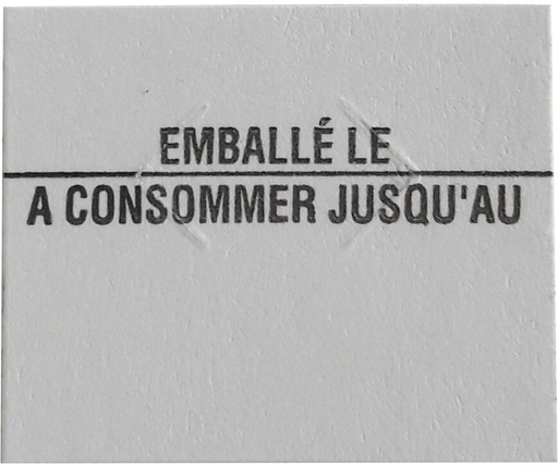 [468952] CARTON DE 8 ROULEAUX DE 1750 ETIQUETTES 1 LIGNE DATE EMBALLÉ/DLC