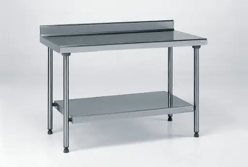 [424993] Table adossée avec étagère basse 1400x700