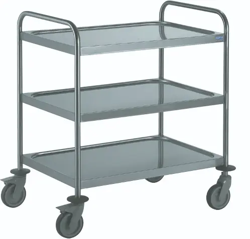 [801543] Chariot à débarrasser, de service. 3 plateaux 2 arceaux