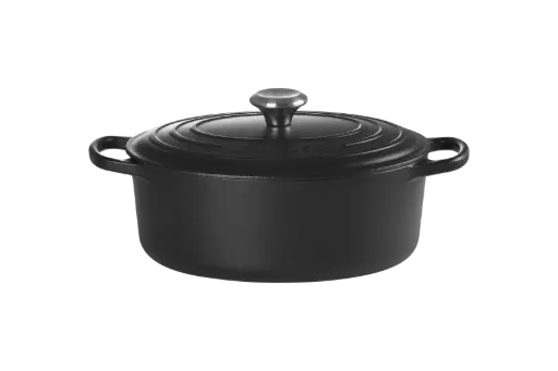 [21178290000430] Cocotte ovale en fonte émaillée 29 cm - NOIR