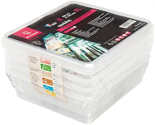 [257312] 4 BOITES RIGIDES 2/3- avec couvercle - 12L