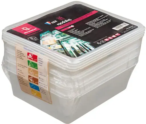 [257360] 4 BOITES RIGIDES 1/2- avec couvercle - 6L