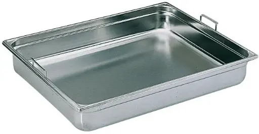 [740315] BAC GASTRONORME PLEIN INOX AVEC ANSES GN 2/1 - Hauteur 15 cm