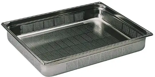 [740406] BAC GASTRONORME PERFORÉ INOX SANS ANSE GN 2/1 - Hauteur 6.5 cm