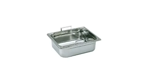 [743315] Bac gastronorme plein inox - avec anses escamotables - GN 1/2 profondeur 15 cm