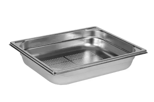 [743406] BAC GASTRONORME PERFORÉ INOX SANS ANSE GN 1/2 - Hauteur 6.5 cm